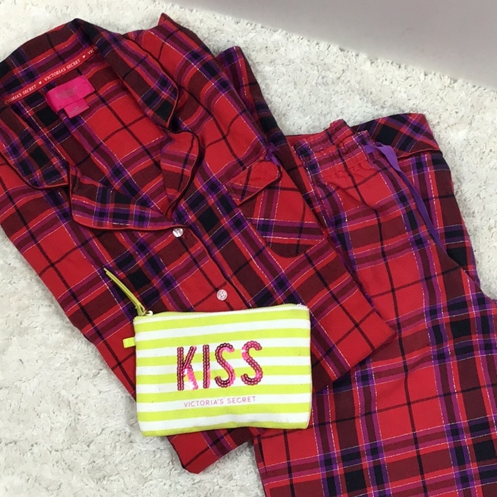 Victoria’s Secret red plaid pj tunic w/ free pants